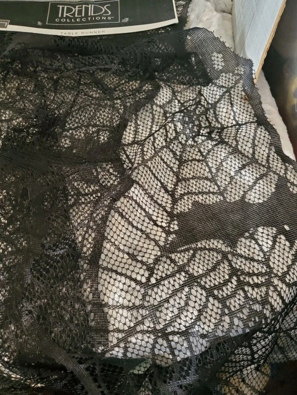 Halloween Black Lace Spider Tablerunner Mantel Scarf  Trends 72 Inches Long